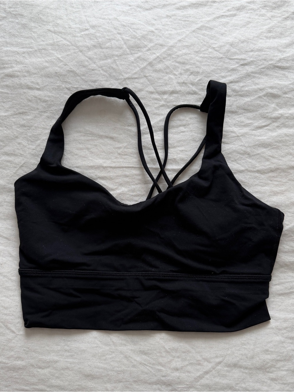 lululemon black strappy longline sports bra
